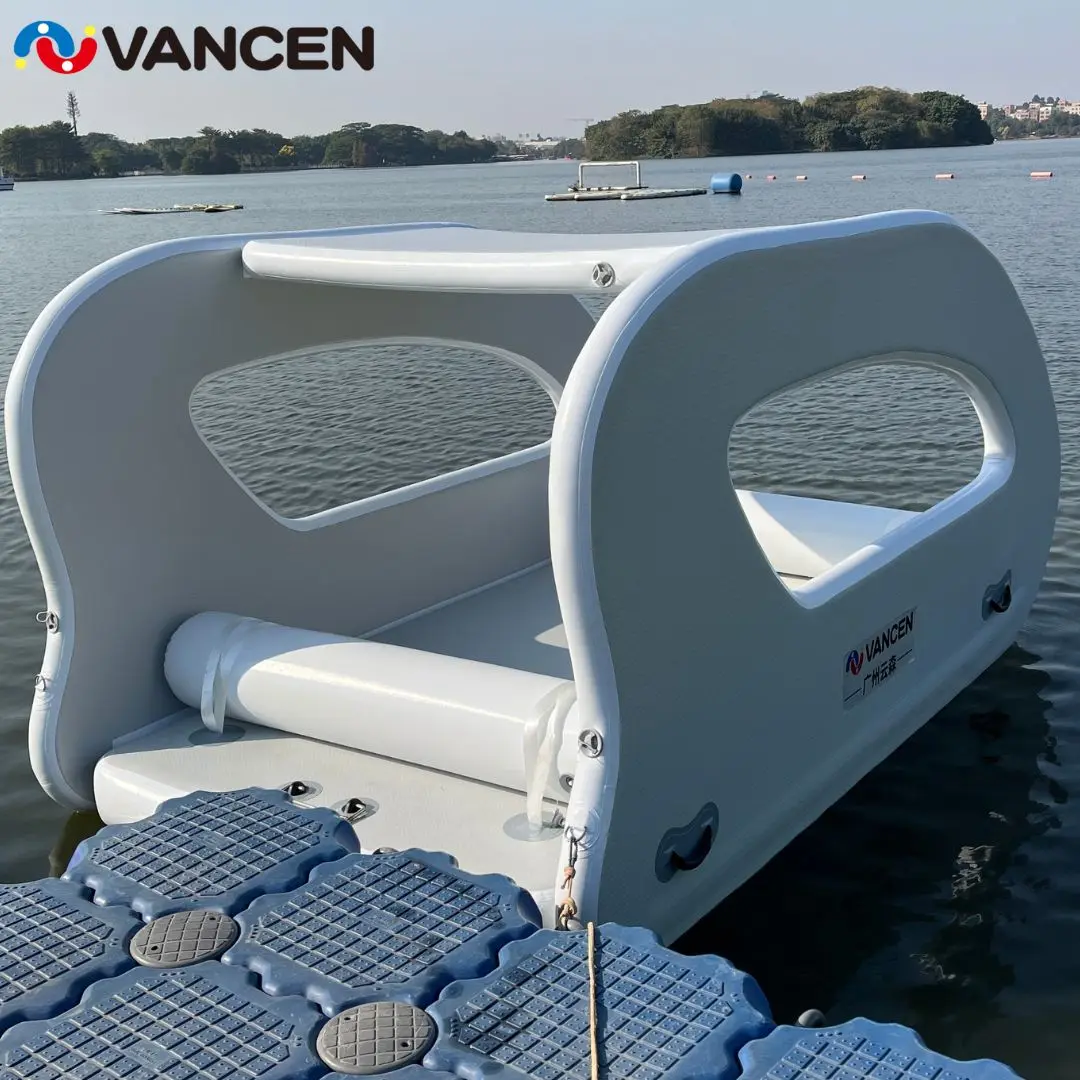 

Drop Stitch Inflatable House Boat Island Float Solar-Powered Electric Yacht for Water Party