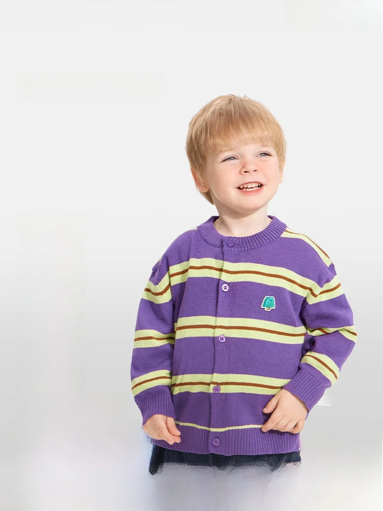 antistatic-anti-pilling-baby-boy-spring-knitted-sweater-striped-open-chested-cardigan-children's-clothing-soft-cotton-blend