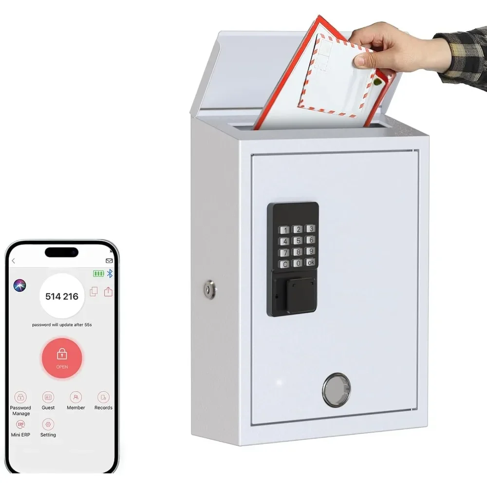 

Mailbox with Electronic Lock| Locking Mail Boxes for House|Wall Mount Business Suggestion Box| Key Drop Box| One Time