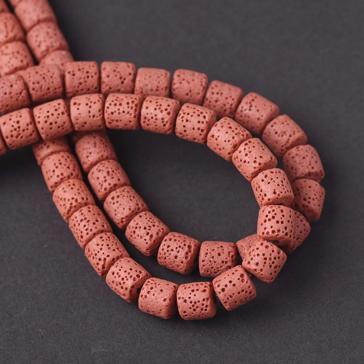 10pcs 8mm 10mm Natural Volcanic Lava Stone Cylinder Shape Loose Beads For Jewelry Making DIY Bracelet Findings