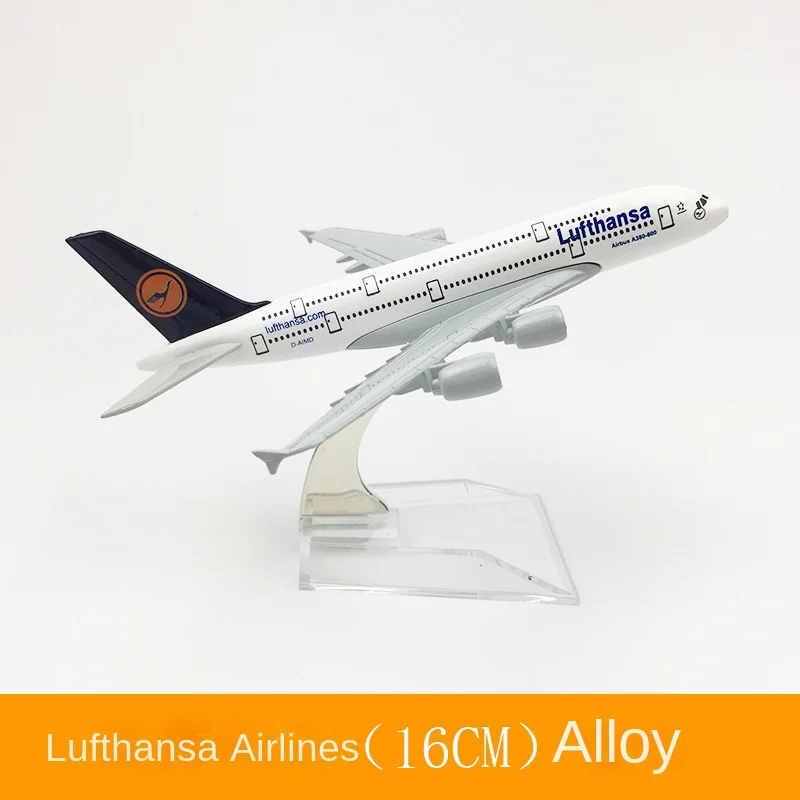 Hot Sale 16cm Alloy Aircraft Model Lufthansa Airbus A380 Aviation Plane Collectible Miniature Toys for Boys Dropshipping