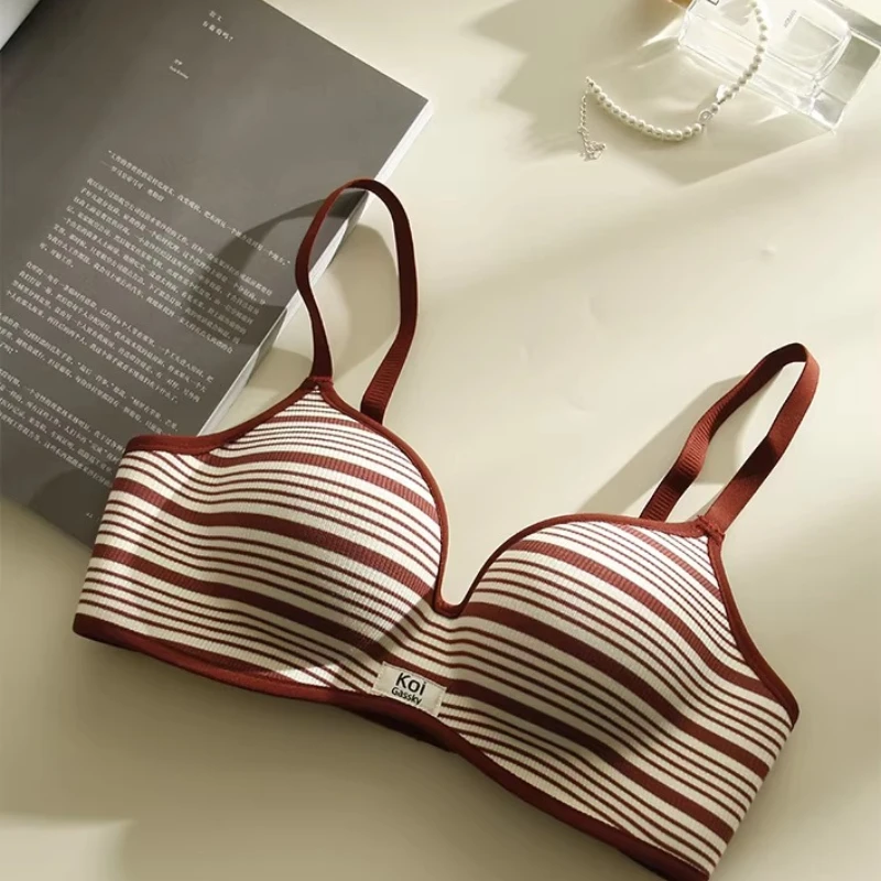 Wireless Push Up Bra for Small Chest | Fashion Stripes, Thick Padded Cups, Full Coverage Side Support, Seamless & Lifts MOYISU B