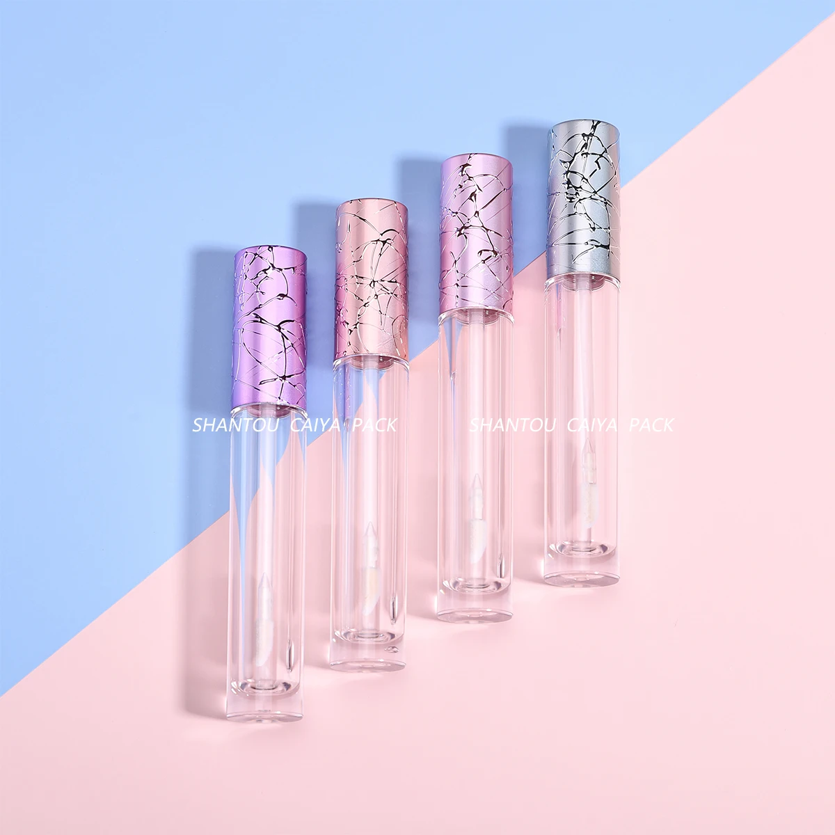 6ml Empty Lip Gloss Tube with Rose Gold Pink Silver Lid Plastic Refillable Liquid Lipstick Lipgloss Bottles with Brush