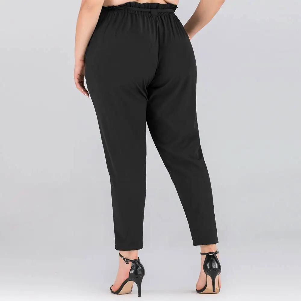 กางเกงลำลองไซส์ใหญ่ผูกเอวสำหรับผู้หญิงอ้วน กางเกงทรงหลวมใส่สบาย เสื้อผ้าแฟชั่นไซส์ใหญ่
