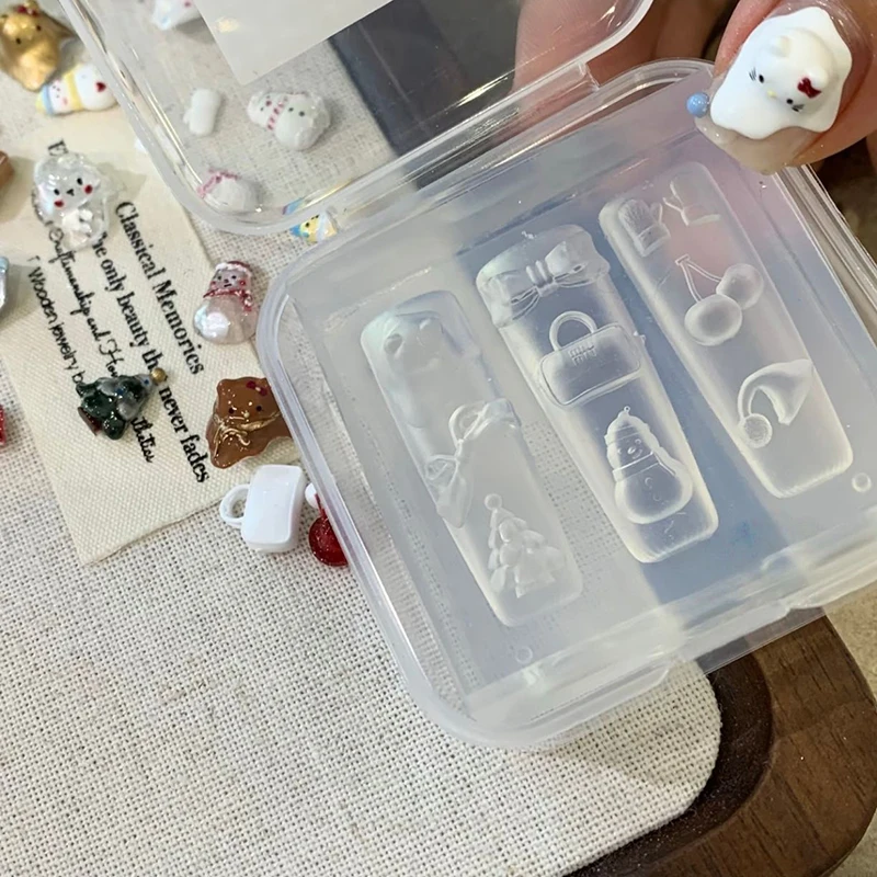 Christmas Gift Silicone Snowman Nail Carving Mold Nail Decorations Nails Diy Design Stereoscopic Stamping Plate Manicure Tools