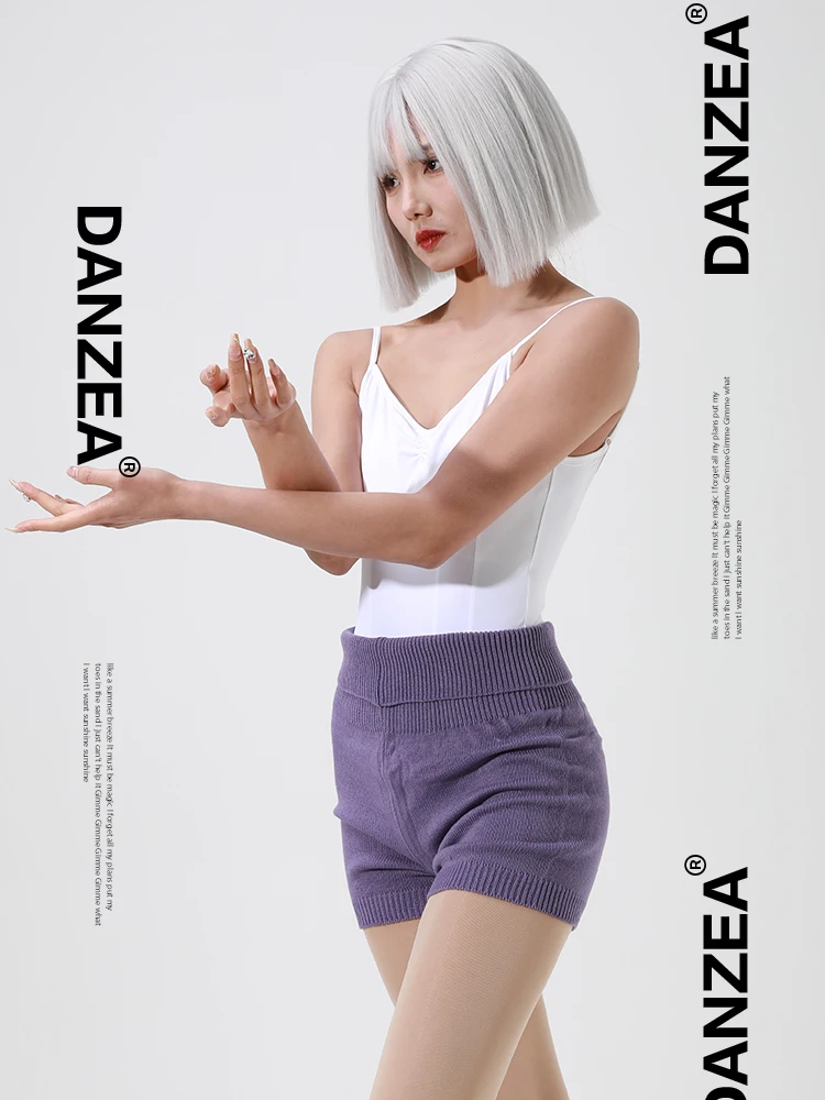 سروال رقص باليه دافئ محبوك من دانزيا، ملابس تدريب قصيرة للنساء للرقص، بدلة تدريب للرياضيين، ملابس رقص حديثة