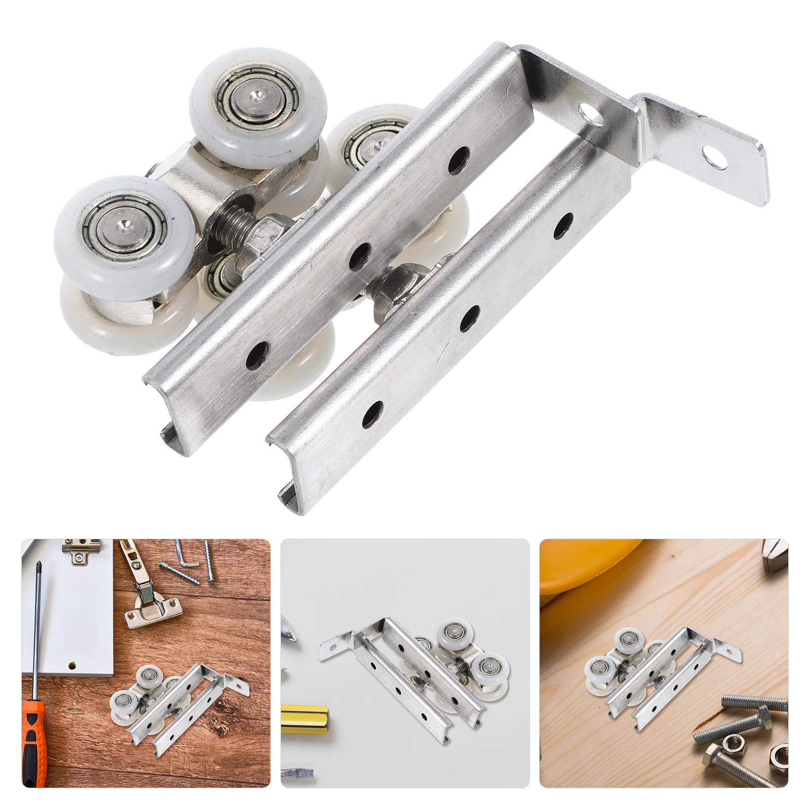 

2Pcs Stainless Steel Door Pulley Sliding Wardrobe Track Roller Smooth Sliding Door Hardware Pulley Wheel Metal Wheel Bearing