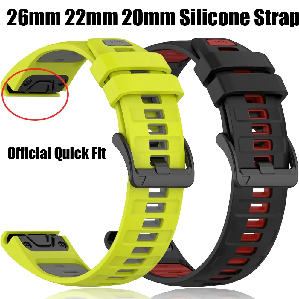 Offizielles Quick Fit 26mm 22mm 20mm Silikonarmband für Garmin Fenix 8/7/6 Tactix8 Komfortables Armband Forerunner 965/970 Quatix 8