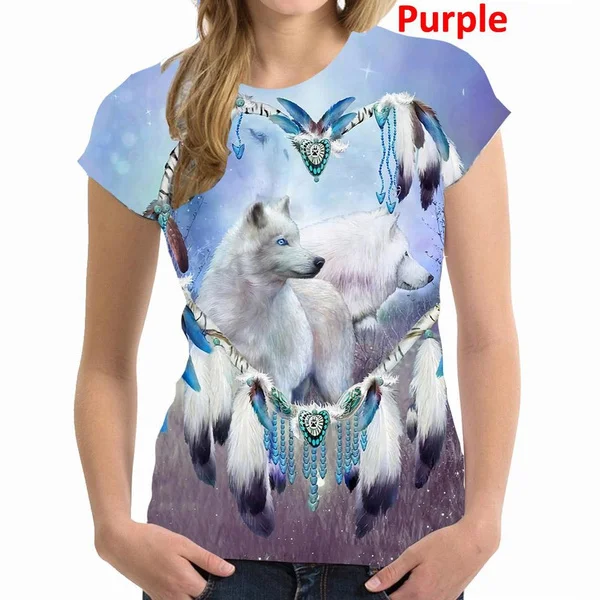 Inheemse Wolf 3D Gedrukt T-shirt Toevallige Sport Korte Mouwen T-shirt Trui Shirt Hip Hop Populaire Streetwear Vrouwen Kleding