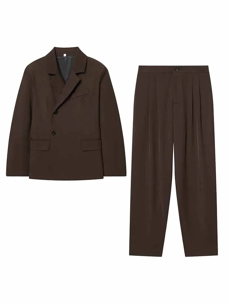 

HH Woman Spring Fashion Long Sleeves Lapel Pocket Decoration Double Breasted Blazer+ Casual Trousers Female Two Piece Set