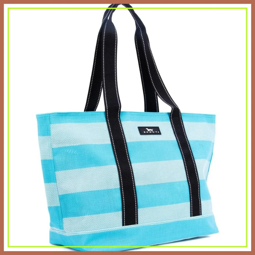 

Large Sandproof Beach Bag for Women - Durable Mesh Woven Tote, Pool Bag - Fabric Lets Sand Escape