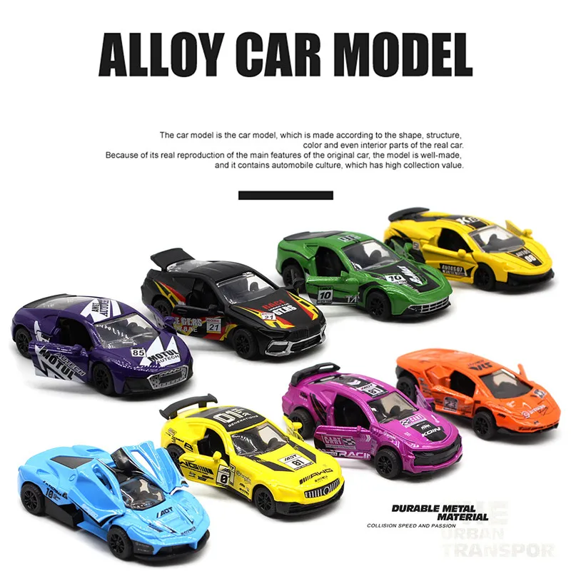 Modèle de voiture de course rétro en alliage 1: 60, jouet de supercar de simulation, boîte-cadeau d'emballage original, vente en gros