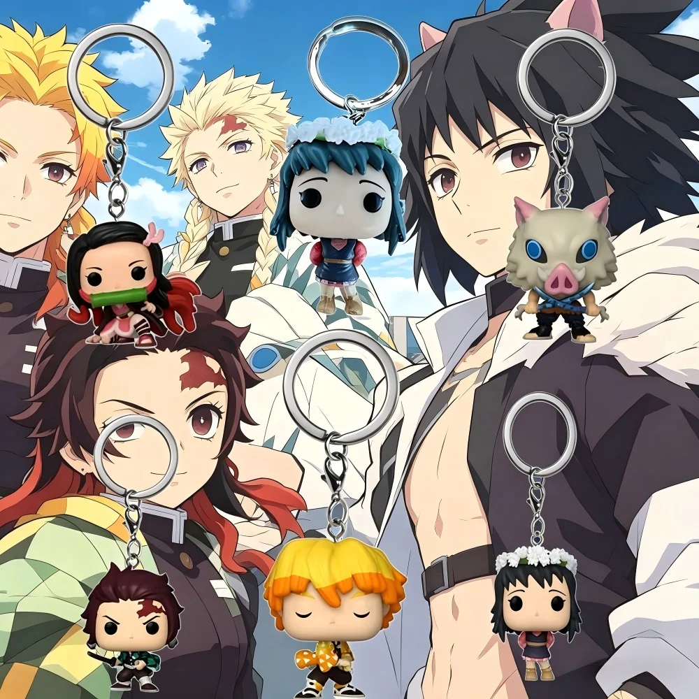 Pocket Demon Slayer Kamado Nezuko Kamado Tanjirou Agatsuma Zenitsu Hashibira Inosuke Keychain Cute Doll Action Figure Toys