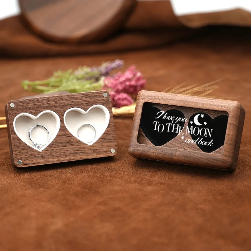 

Solid Wood Personalization Jewelry Box Couple Gift Wedding Ring Packaging Box Woman Magnetic Attraction Pendant Storage Tool