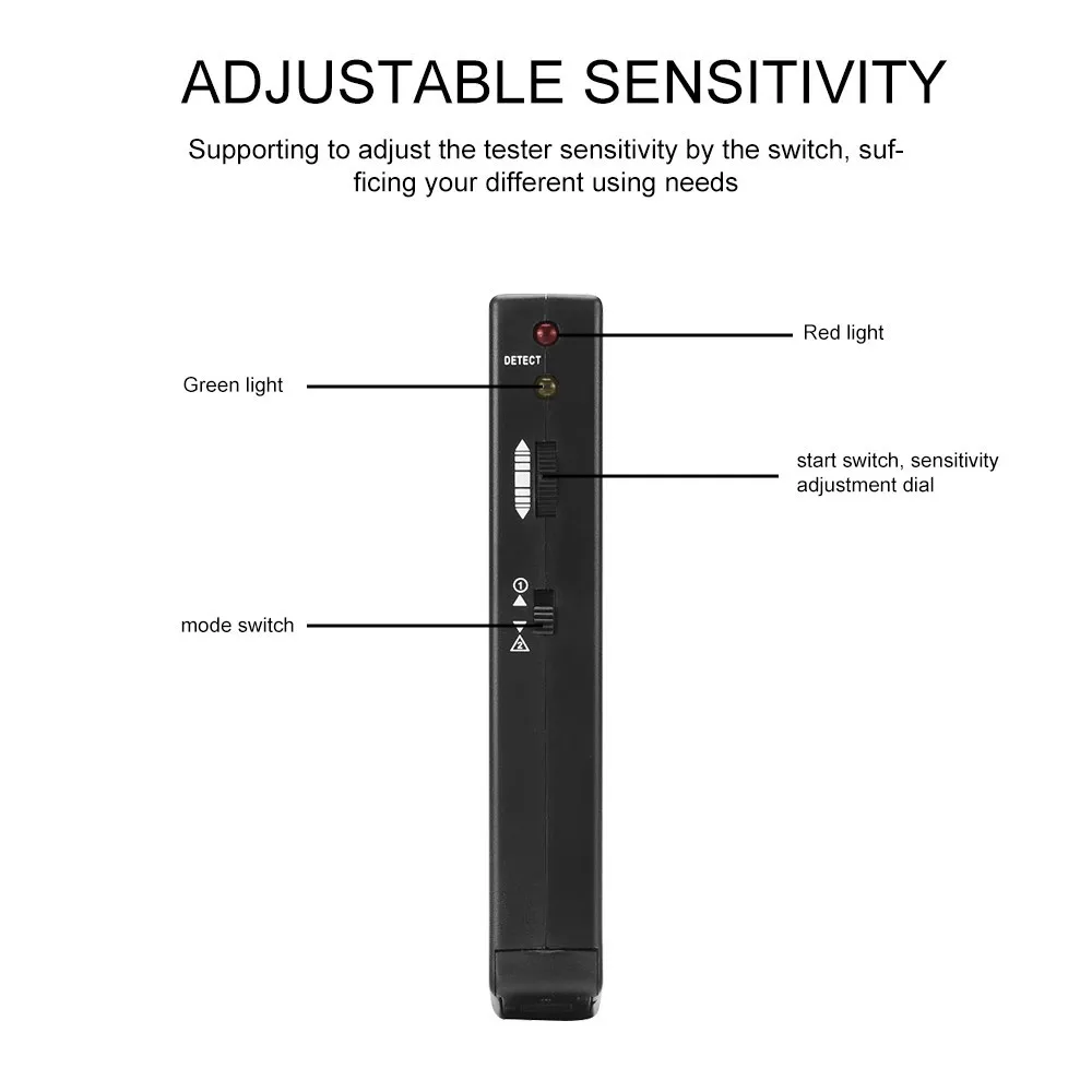 WPP123 ABS Metal Detector Black Wall Detector Non Slip Handle Grip Metal Security Scanner Wall Metal Detector