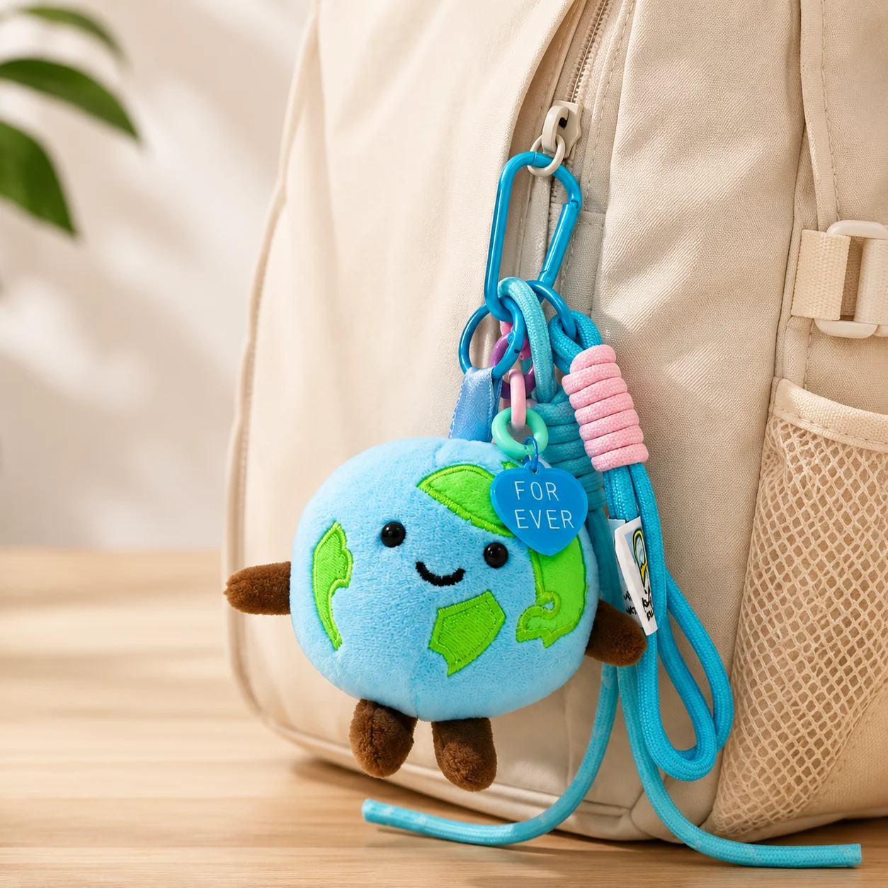 Cute Earth Plush Doll Bag Charm Keychain, Travel Globe Mini Toy Pendant, Kawaii Backpack Pants Hanging Accessory