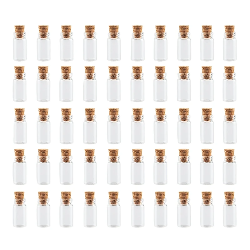 

50X Mini Glass Bottles Jars With Cork DIY Art Crafts Necklace Pendants Supplies Message Bottle Small Wishing Bottle