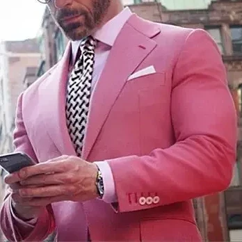 Hot Pink Men Suit Casual Blazer Custom Slim Fit 2 Piece Prom Party Jacket Groom Tuxedo Costume Homme Ternos Masculino Completo