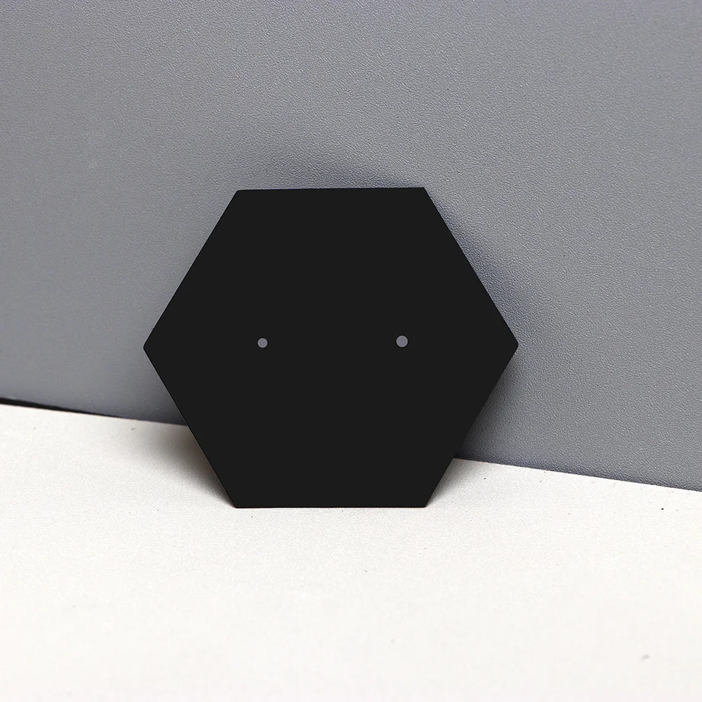 50PCS 6X7CM Blank White Black Brown Hexagonal Cardboard For Stud Earrings Jewelry Display Cards Small Business Packaging Supply