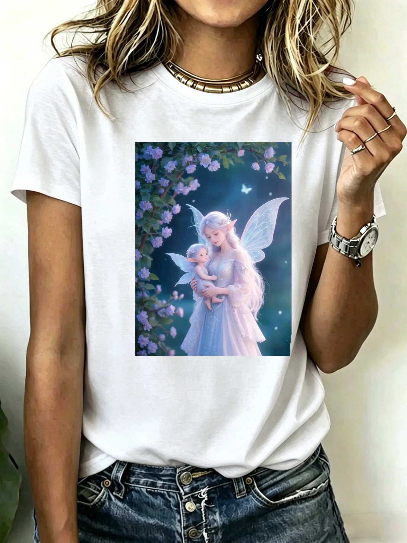 180g pure cotton T-shirts Plus-size women's , comfortable and soft with unique pattern design that is fashionable and trendy