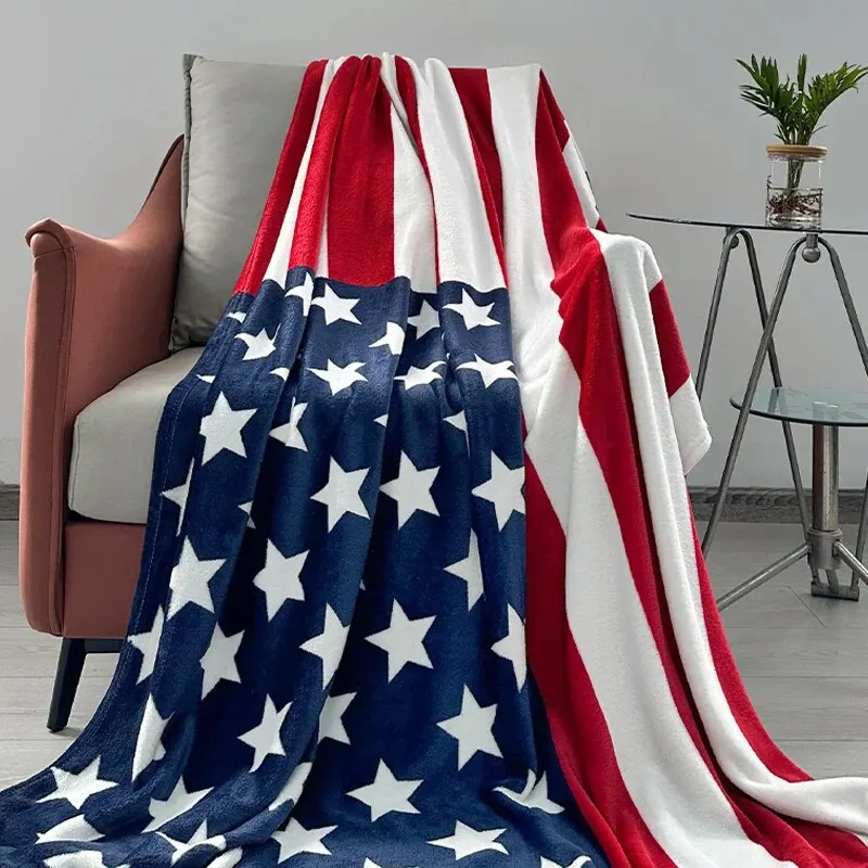 1pcs American Or British Flag Printed Flannel Blanket, Soft and Comfortable, Travel Sofa Bed Office Home Decorations