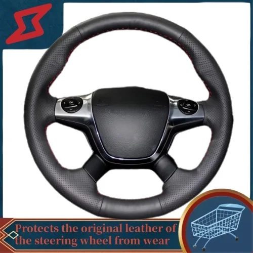 

Microfiber Leather Hand-stitched Steering Wheel Cover Anti-abrasion Comfy For Ford Focus 2012 Hatchback Automatic Comfort Model