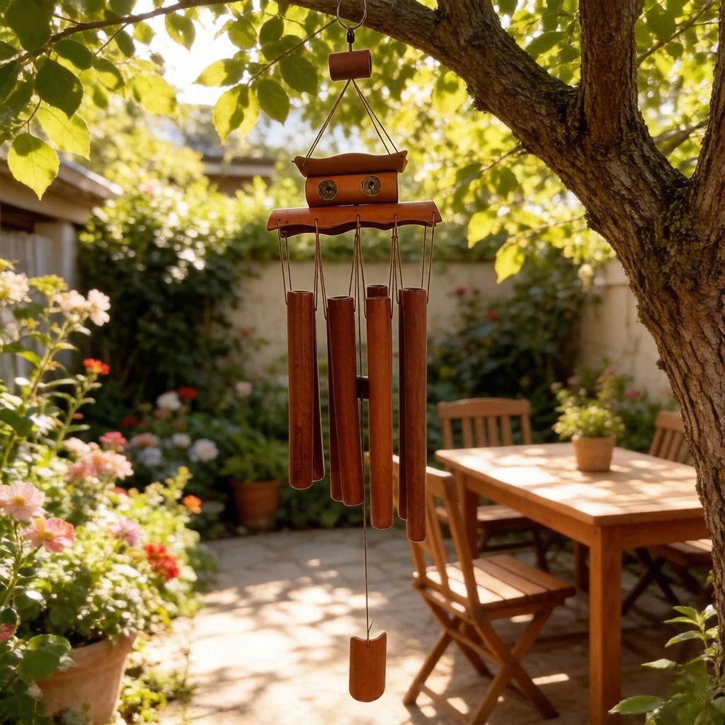 Sino de Vento Artesanal para Decoração de Jardim, Ideal para Varanda, Pátio, Relaxamento ao Ar Livre e Sino de Vento Calmante para Casa, Escritório, Templo