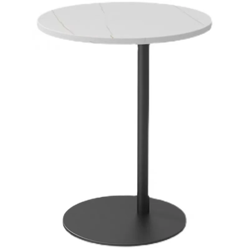 #Round Sintered Stone Side Table with Metal Frame, Small Coffee Table for Living Room Bedroom Sofa Corner