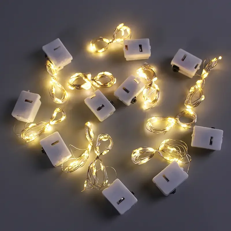 10 pçs led luz de fadas alimentado por bateria luzes da corda à prova dwaterproof água fio prata lua luz para diy festa casamento quarto bolo decoar