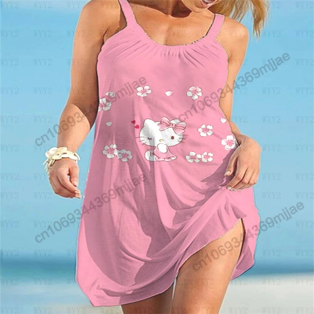 HelloKitty Summer Tops for Women 2023 Round Neck Women's T-shirt Beach Dresses Woman Clothes Zevity Womans Clothing Y2k Top Tees