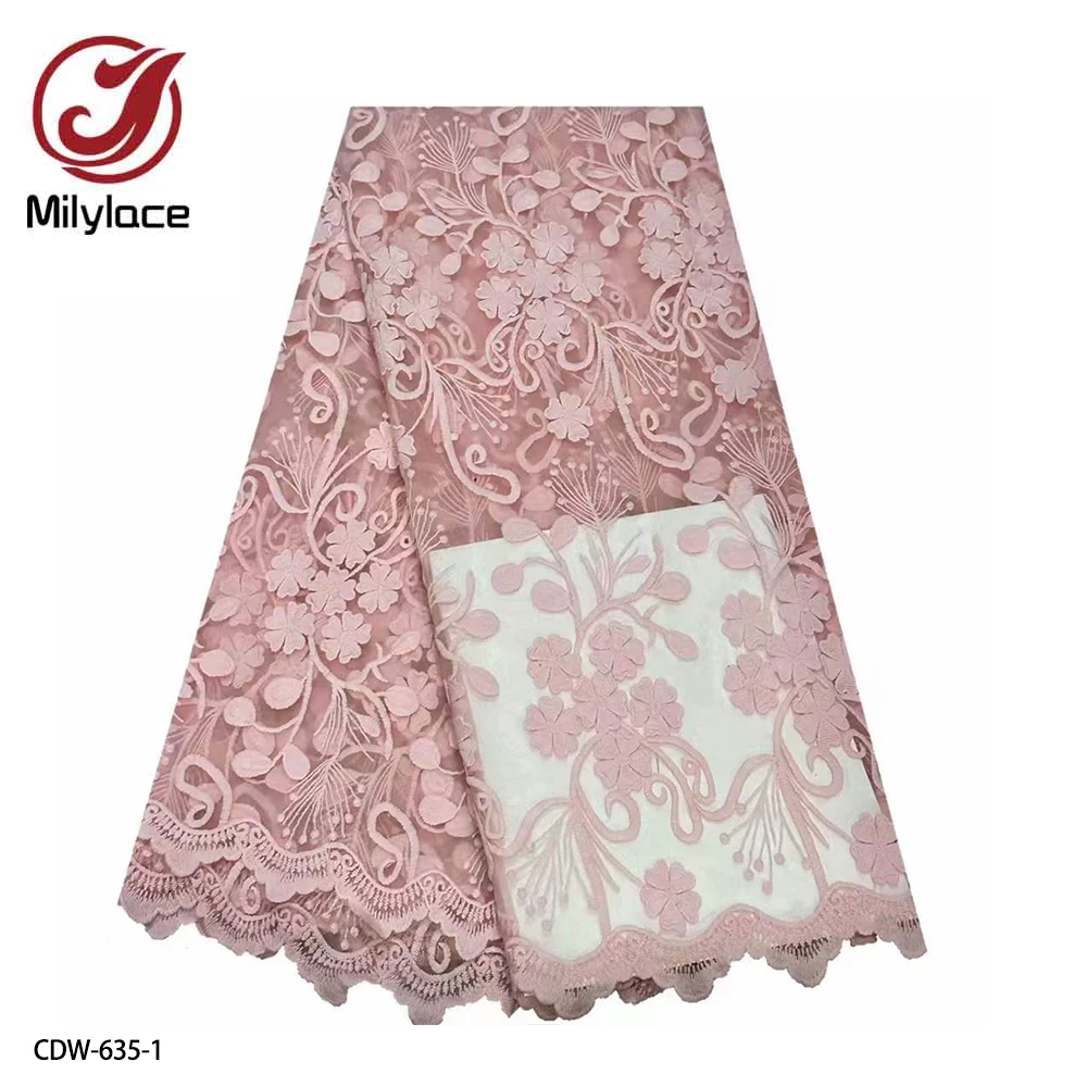 

African Lace Fabric 2023 High Quality Lace Embroidery French Tulle Lace for Wedding Party Dress 5 Yards CDW-635