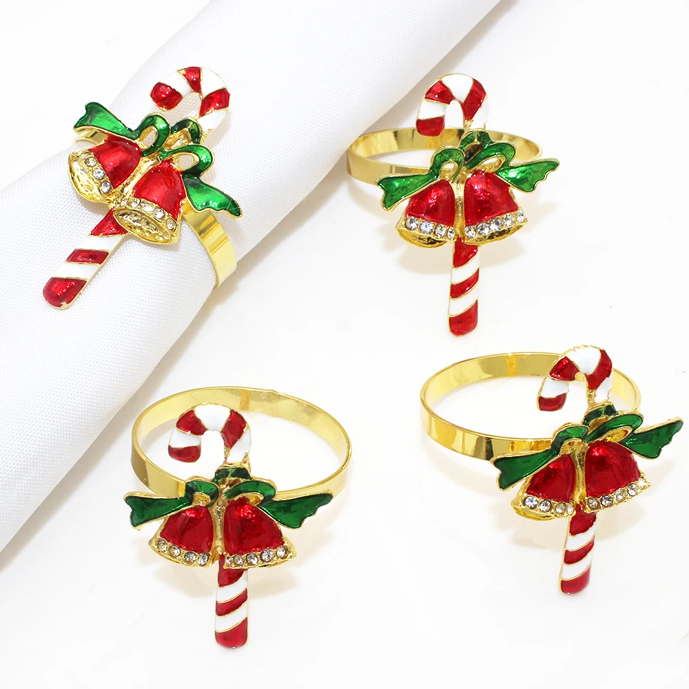 24Pcs Christmas Candy Canes Napkin Rings Bows Napkin Holder for Winter Holiday Home Table Decoration Xmas Gift Ideas Supplies