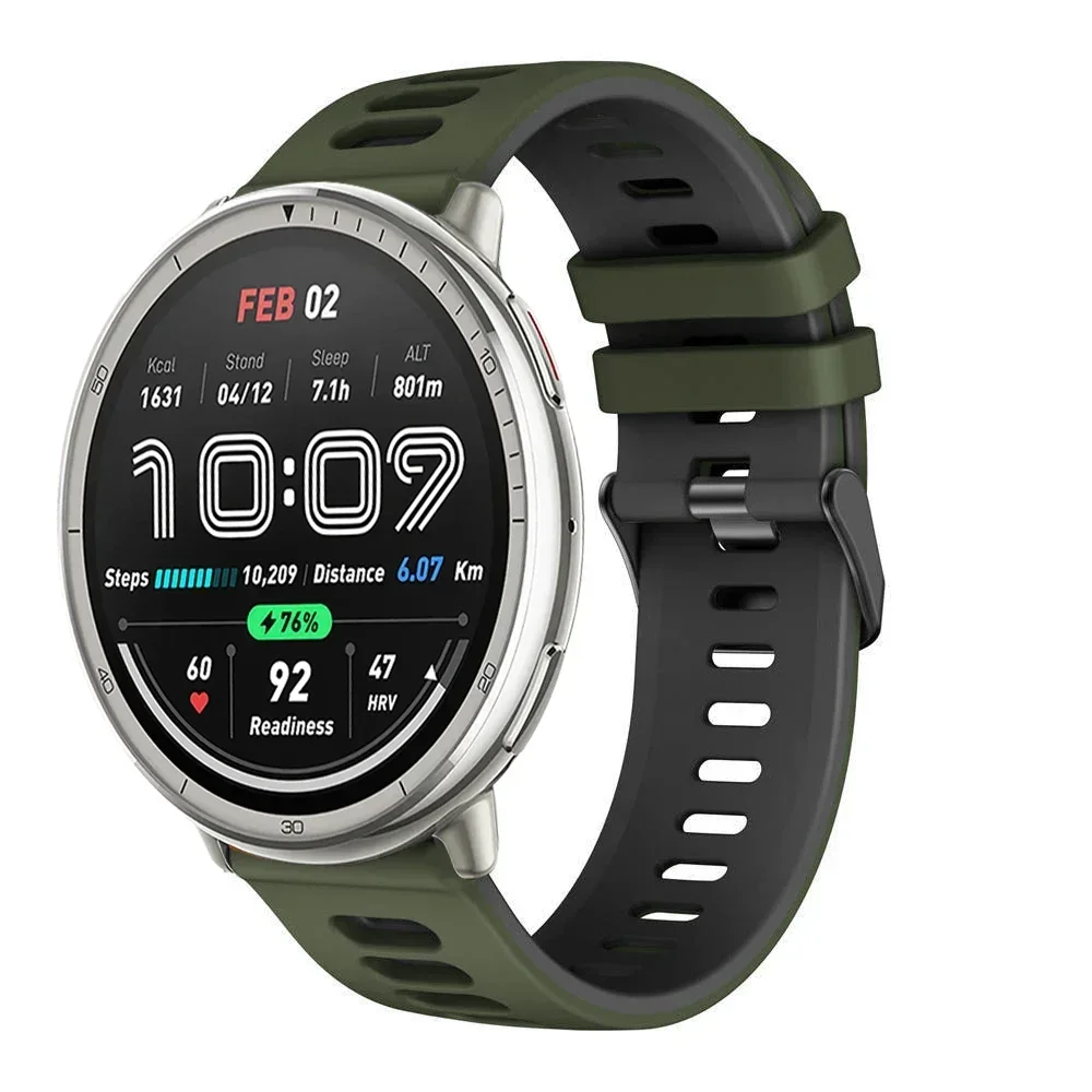 Amazfit Active 2/Balance/Bip 6 5/Stratos 2 3, Amazfit GTR/GTS 4 Mini 3 2 2e용 20mm 22mm 실리콘 밴드/스트랩