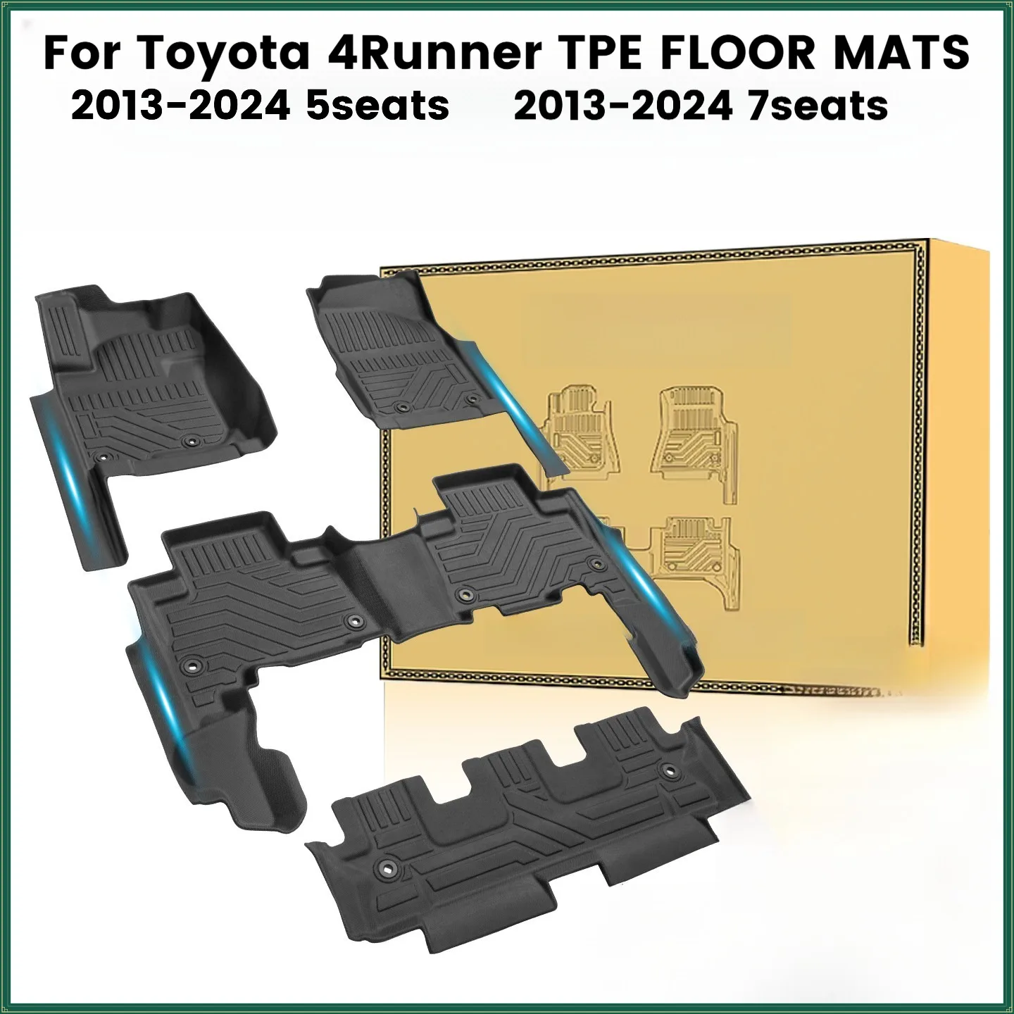 5D TPE Floor Mats  For Toyota 4Runner 2013-2024 LHD Waterproof Custom Fit All-Weather Full Coverage  accessories