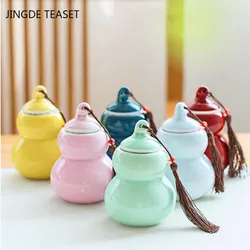 Portable Color celadon gourd tea caddy sealed storage tank travel Tea Boxes Ceramic tea tin containers coffee canister Candy jar