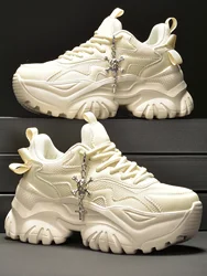 Fashion casual female vulcanized shoes beige platform light high heels female Halloween punk style female sports shoes