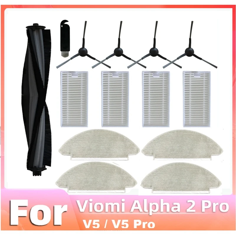 Pour VIOMI Alpha 2 Pro/V5 Pro/V5 VXVC15-JCB-1 VXVC16-JC VXVC23 Robot Pièces D'aspirateurs Rouleau Brosse Latérale Hepa Filtre Vadrouille
