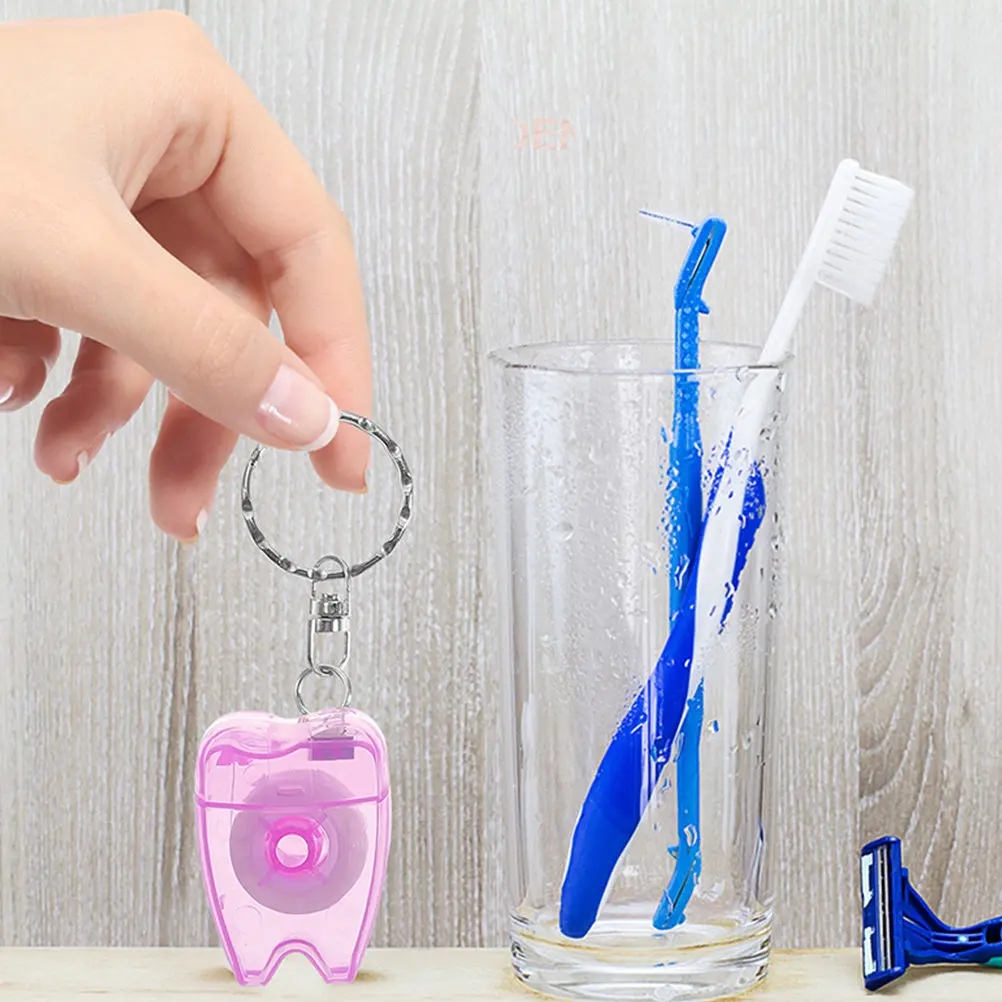 

Набор из 6 портативных зубных нитей-брелоков для путешествий, компактные и удобные аксессуары для чистки зубов, идеально подходят для дома