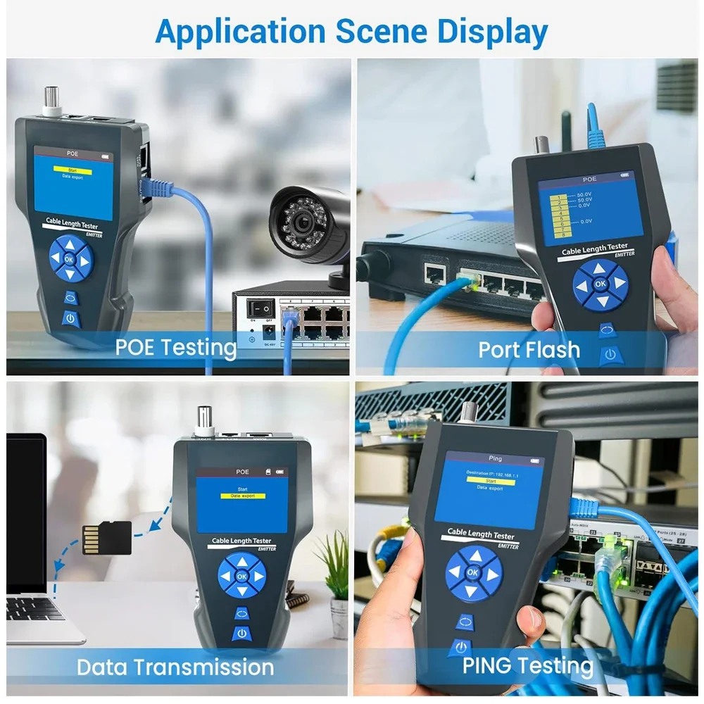 NOYAFA-Cable Tester com PoE e PING Função, Medida LAN, Comprimento, Wiremap, Network Cable Tracker, NF-8601S