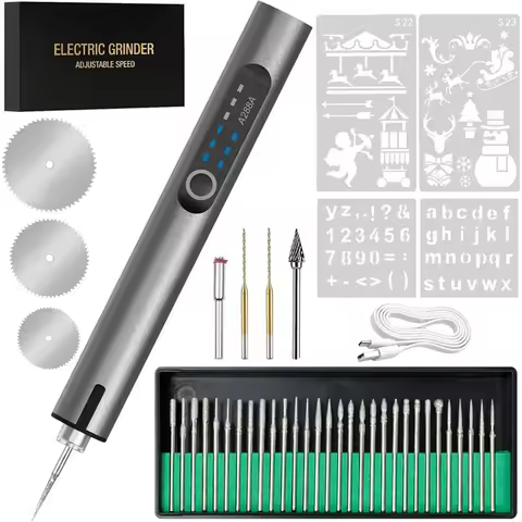 FYBL-Cordless Electric Engraving Pen With 37-Bit Chipset, Portable USB-C Rechargeable Engraver Featuring LED Light-For Wood, Met