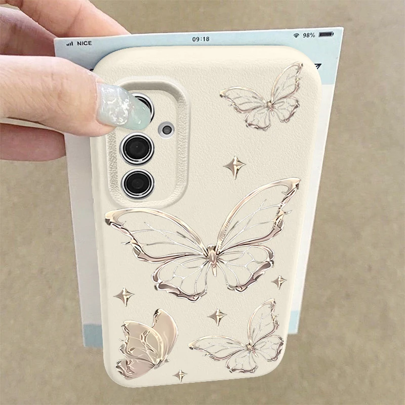 Golden Butterfly Case For Samsung Galaxy S24 S25 Ultra S23 S22 Plus S21 FE A14 A15 A16 A25 A26 A34 A35 A36 A54 A55 A56 5G Capa - náhled 3