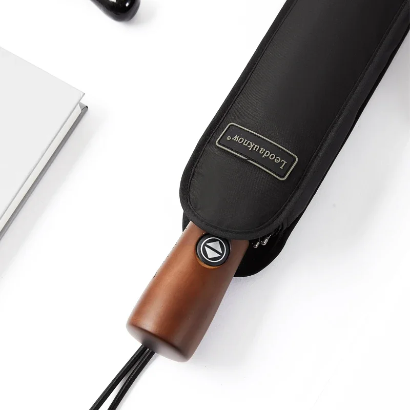 

Luxury Automatic Umbrella For Men Wooden Handle Sunscreen 10K Windproof Umbrellas Strong Portable 3Folding golf umbrella Gift