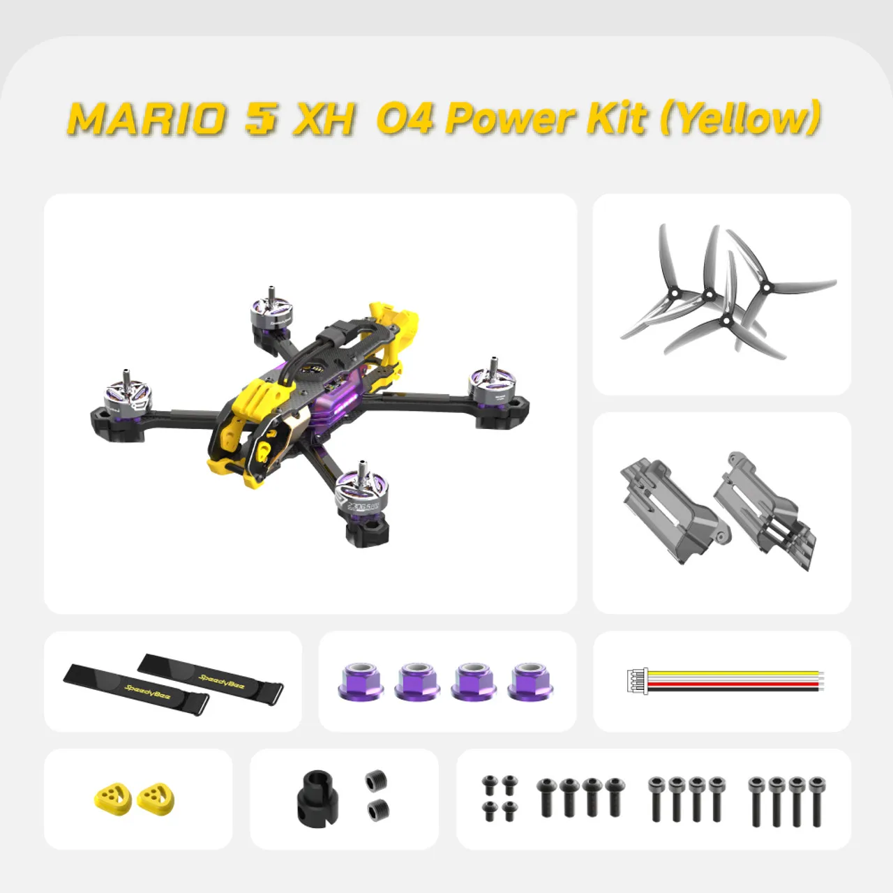 SpeedyBee Mario 5 DC / XH 5 pouces FPV Freestyle Drone Quadcopter - Kits d'alimentation WTFPV / O4 Pro