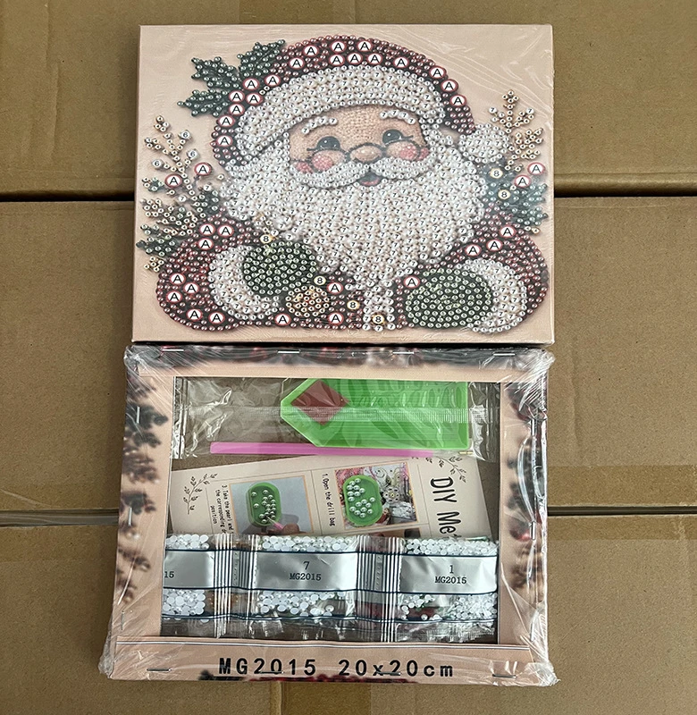 Weihnachts-Perlenmalerei DIY-Set, Weihnachtsmann mit bedrucktem Rand, handgemachtes Diamantmalerei-Dekorationswerk, Weihnachts-Hängedekoration-Bastelset für Erwachsene, einfach zu verwenden und stressabbauend, anfänger – Detail 7