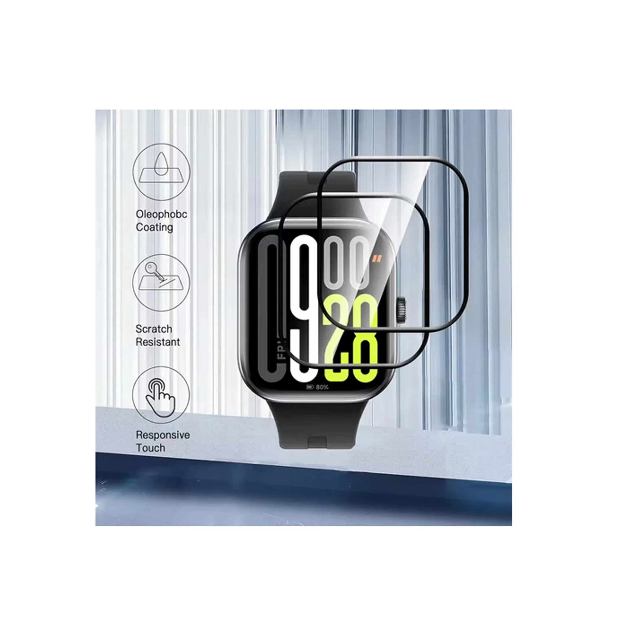 واقي شاشة لساعة Redmi Watch 5 HD 3D طبقة حماية كاملة من الزجاج