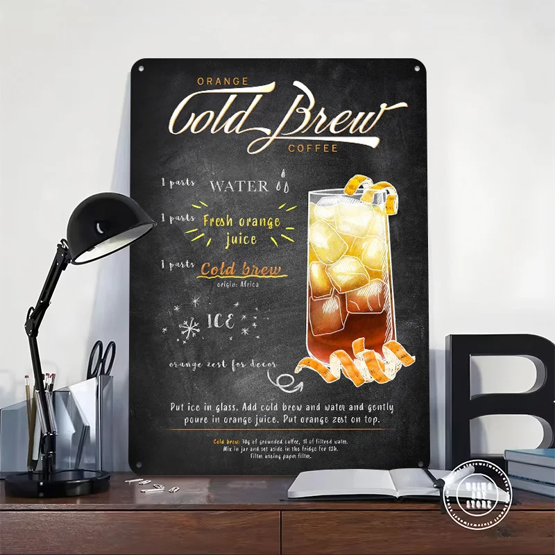 Cold Brew Coffee Tin Poster Customized Retro Wall Art Vintage Metal Signs for Room Decoration Bedroom Home Decor Wand Deko Items