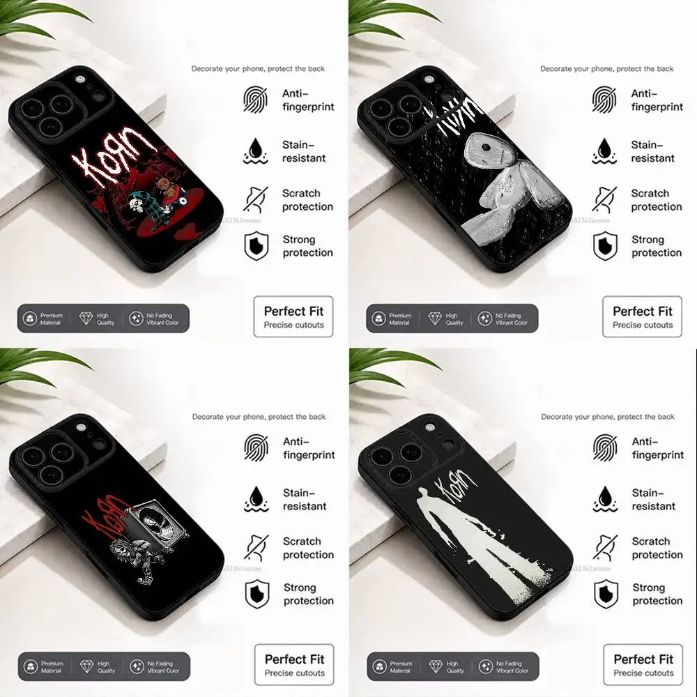 

K-Korn Rock Band Phone Case For iPhone 17,16,15,14,13,12,11 Plus,Pro,Max,XR,Plus,E,Mini Black Soft Cover
