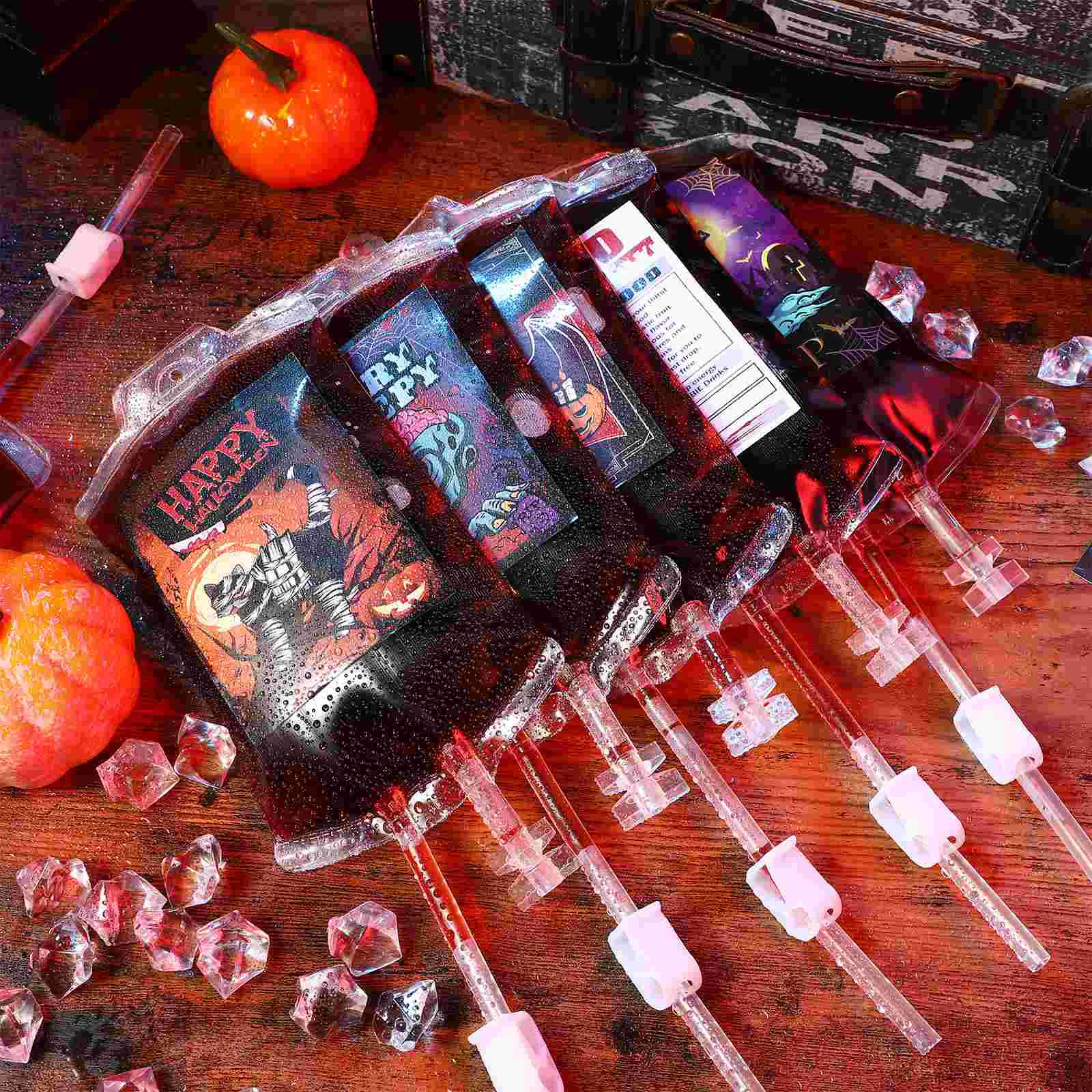 Empty Drink Bag Pouches Zombie Party Decorations Halloween Blood Bags for Drinks Pvc