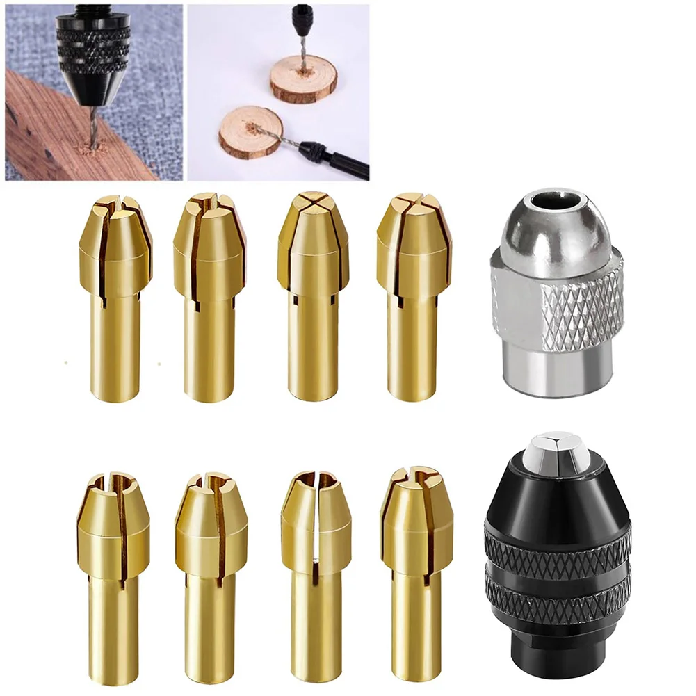 Kit de pinces de mandrin de perceuse en laiton, écrou de perceuse rotatif, mandrin de foret pour outils éloignés, pince de mandrin, outils électriques, 0.8-3.2mm, 10 pièces