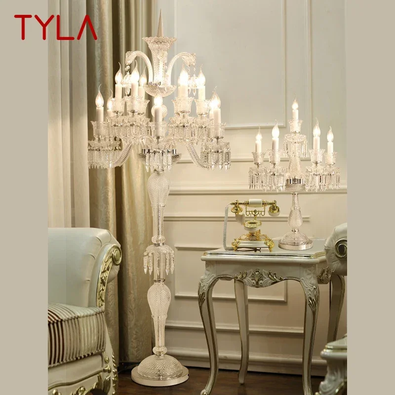 

TYLA European Style Crystal Floor Lamp Luxurious Hotel Ballroom Wedding Candle Decoration Lamp Living Room Bedroom Villa